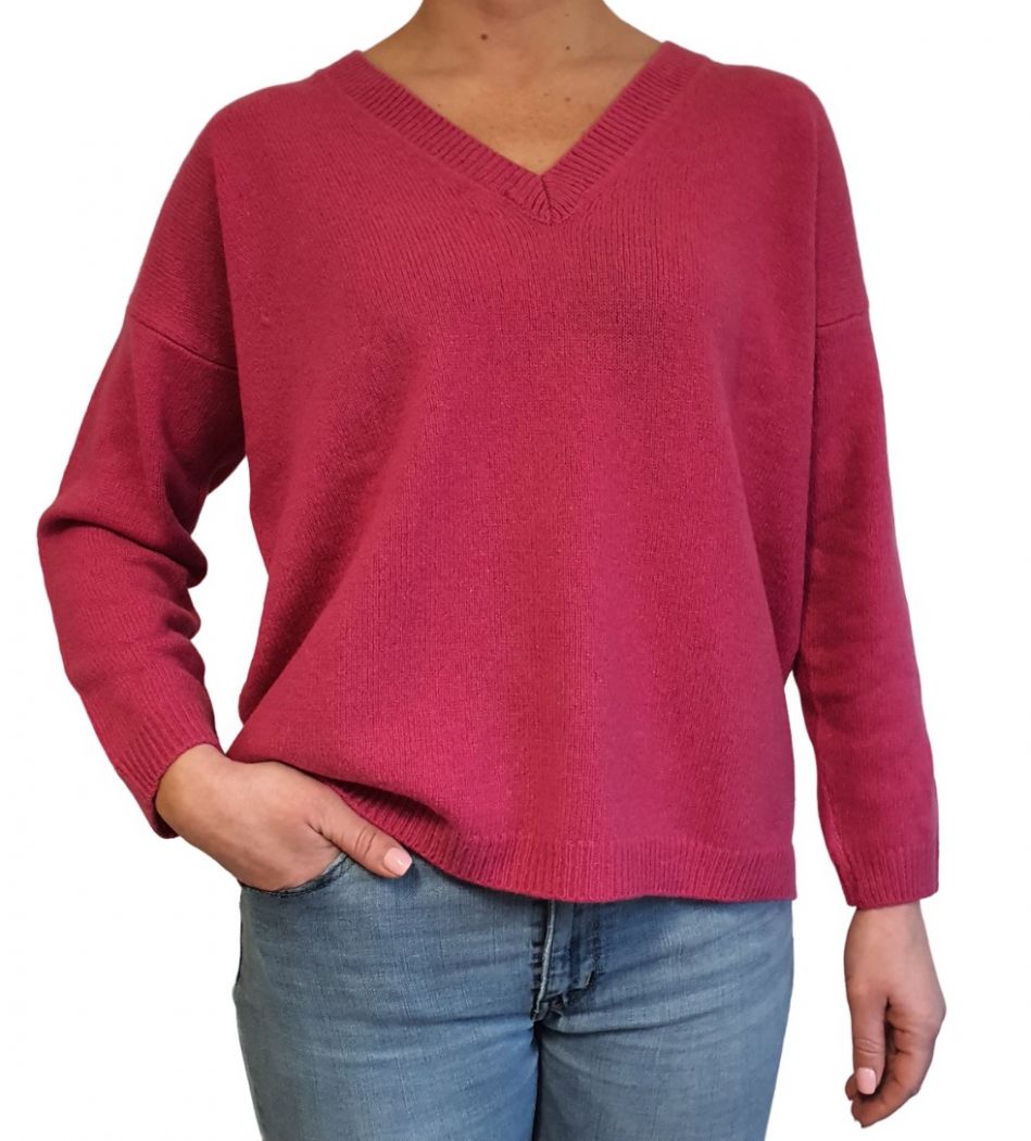 Maglia Donna Over Scollo a V Cashmere Rigenerato-3