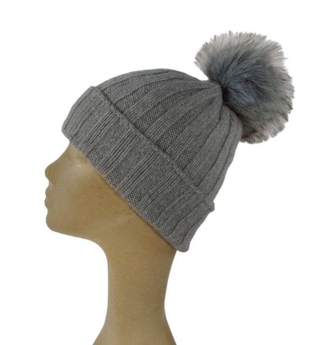 Cappello Donna a Coste con Pon Pon in Cashmere Rigenerato-7