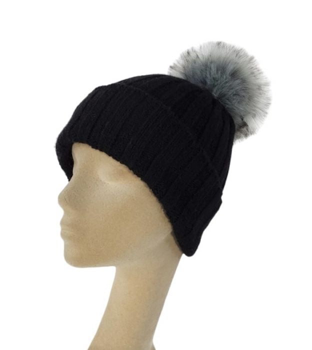 Cappello Donna a Coste con Pon Pon in Cashmere Rigenerato-9