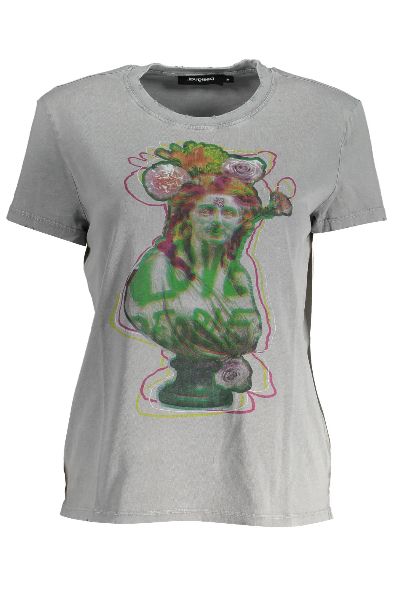 DESIGUAL T-SHIRT MANICHE CORTE DONNA GRIGIO-0