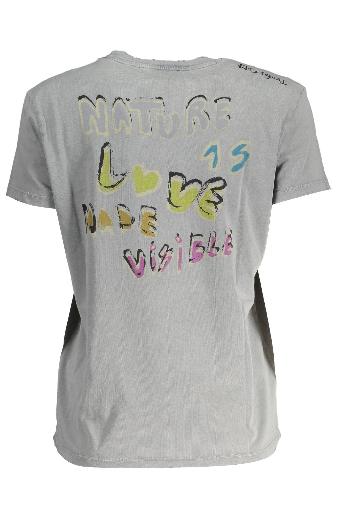 DESIGUAL T-SHIRT MANICHE CORTE DONNA GRIGIO-1