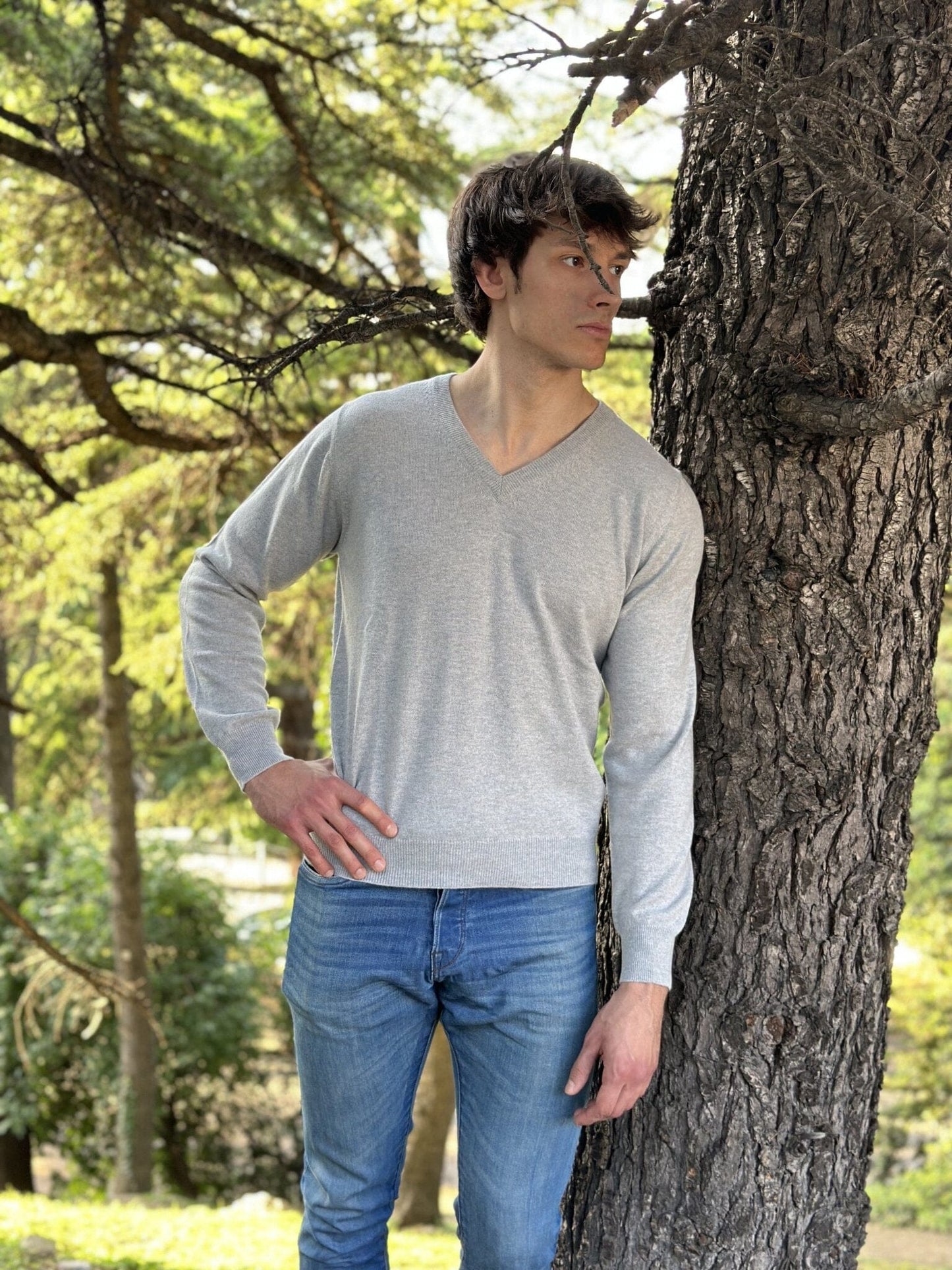 Maglia Uomo 100% Puro Cashmere Scollo a V-3