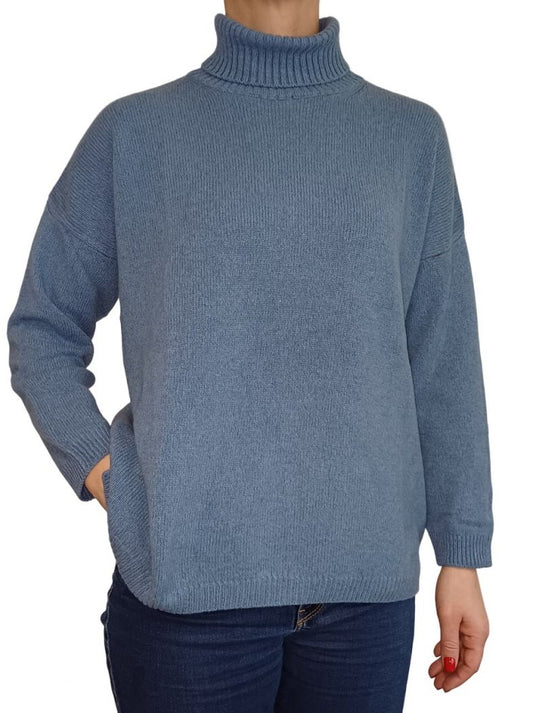 Maglia Donna Over Collo Alto Cashmere Rigenerato-0