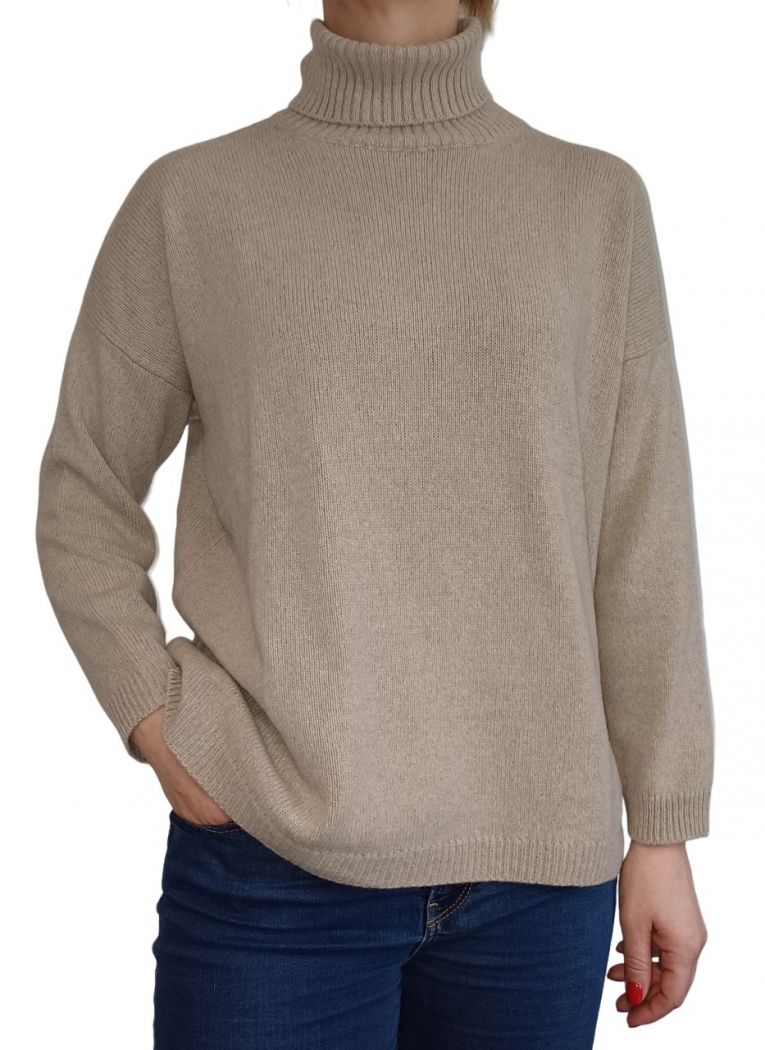 Maglia Donna Over Collo Alto Cashmere Rigenerato-1