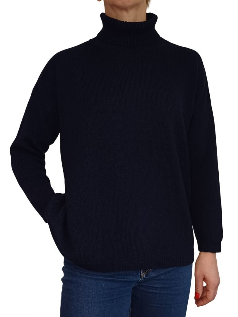 Maglia Donna Over Collo Alto Cashmere Rigenerato-3