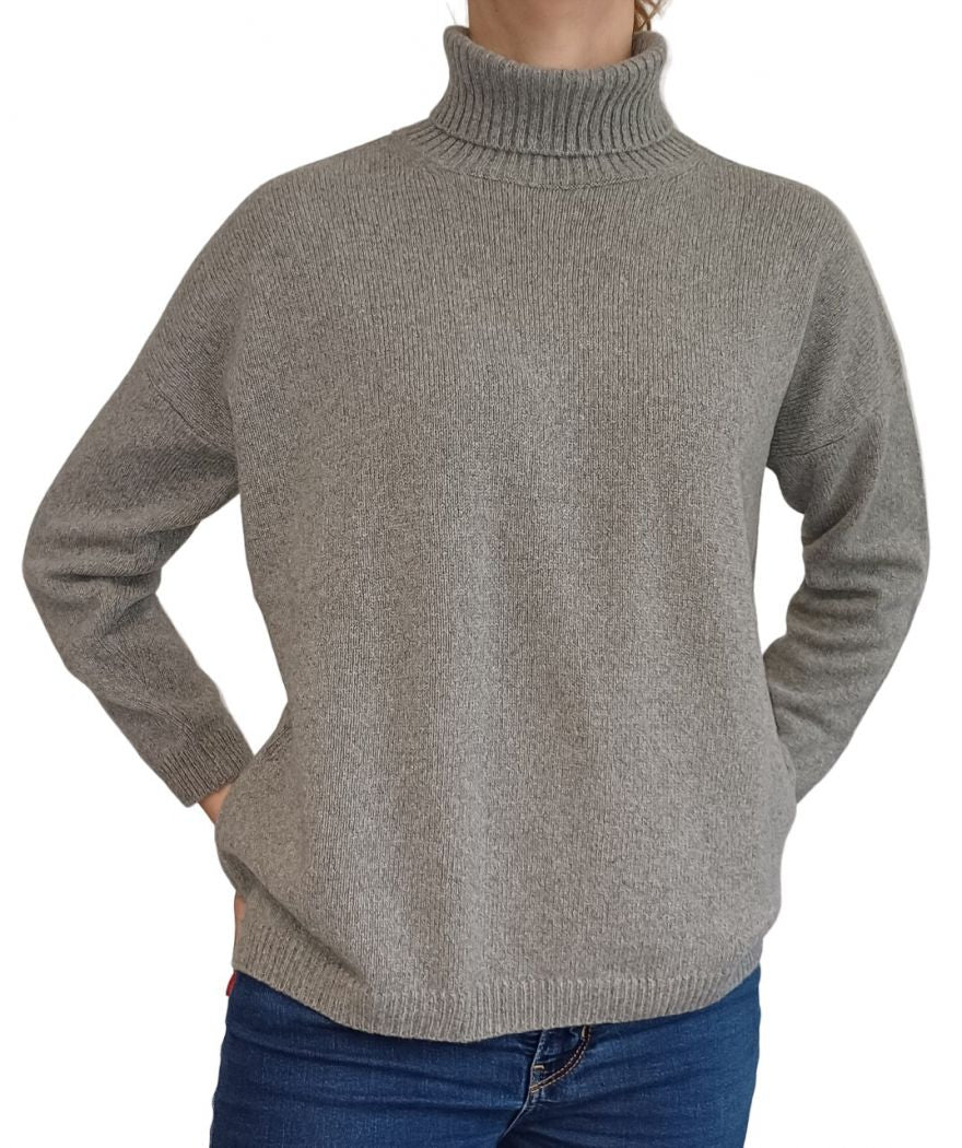 Maglia Donna Over Collo Alto Cashmere Rigenerato-5