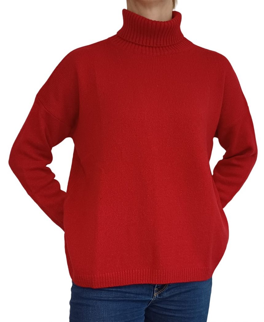 Maglia Donna Over Collo Alto Cashmere Rigenerato-8