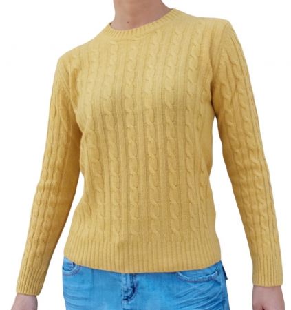 Maglia donna a trecce girocollo in cashmere rigenerato-8