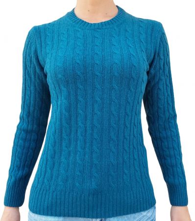 Maglia donna a trecce girocollo in cashmere rigenerato-5