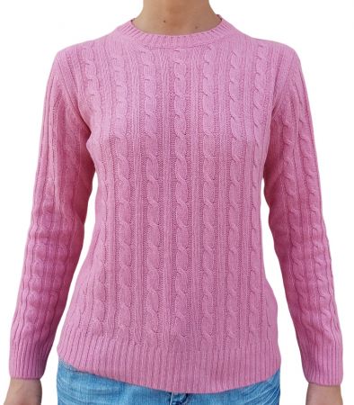 Maglia donna a trecce girocollo in cashmere rigenerato-9