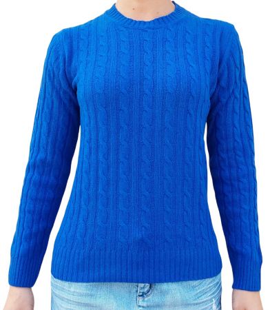 Maglia donna a trecce girocollo in cashmere rigenerato-6