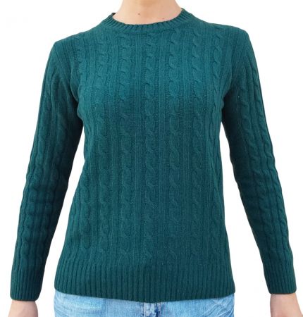 Maglia donna a trecce girocollo in cashmere rigenerato-11